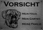 Preview: Edelstahl Warnschild Cane Corso VORSICHT Mein Haus mein Garten meine Familie